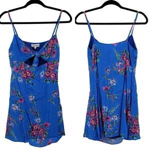 Womens Privacy‎ Please Dress Resort Beach Knot Cutout Bustier Mini Blue Floral S